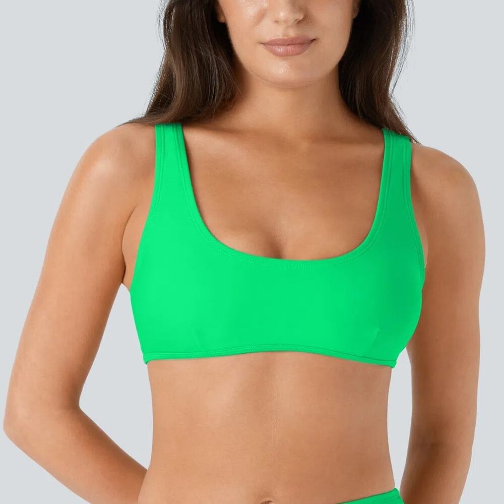 NWOT Halara Solid U Neck Bikini Top Swimsuit Verdant Heights Green Women Size XS